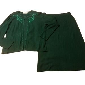 Sheri Martin Woman's Dress, Dark Green Three Piece Beading Detail, Size L